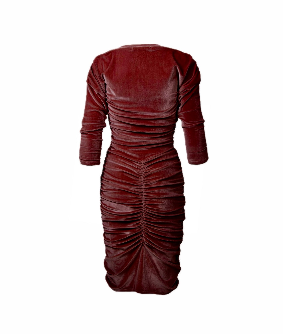 GUILLOTINE Burgundy Ruche Dress