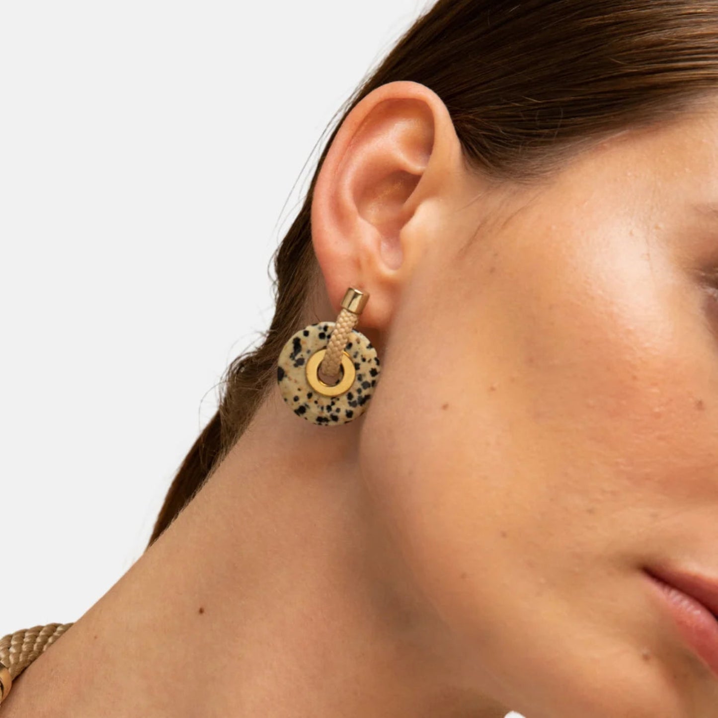 PICHULIK | Ousia Earrings Beige Dalmatian Jasper