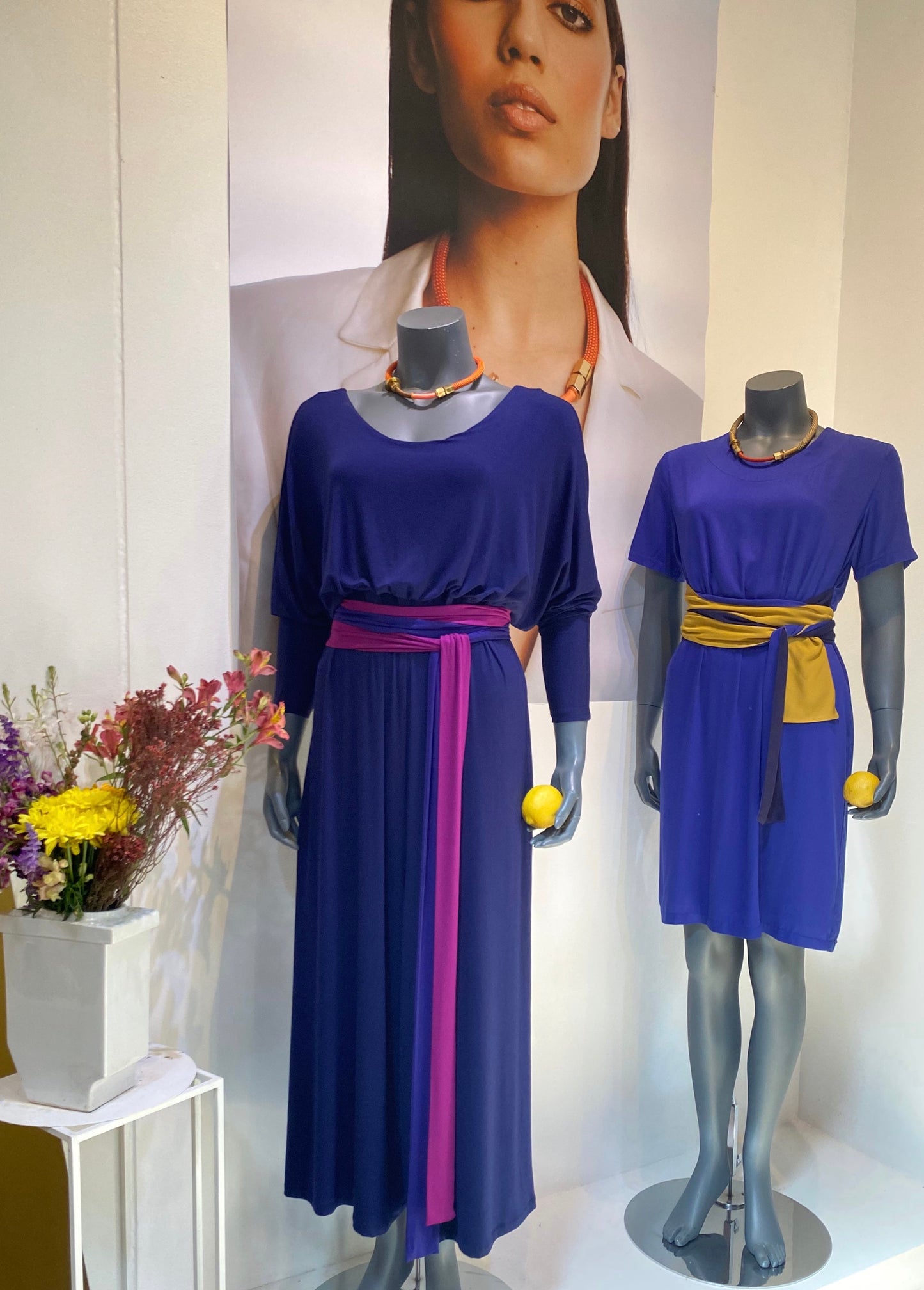 GUILLOTINE Belted Indigo T-Shirt Dress