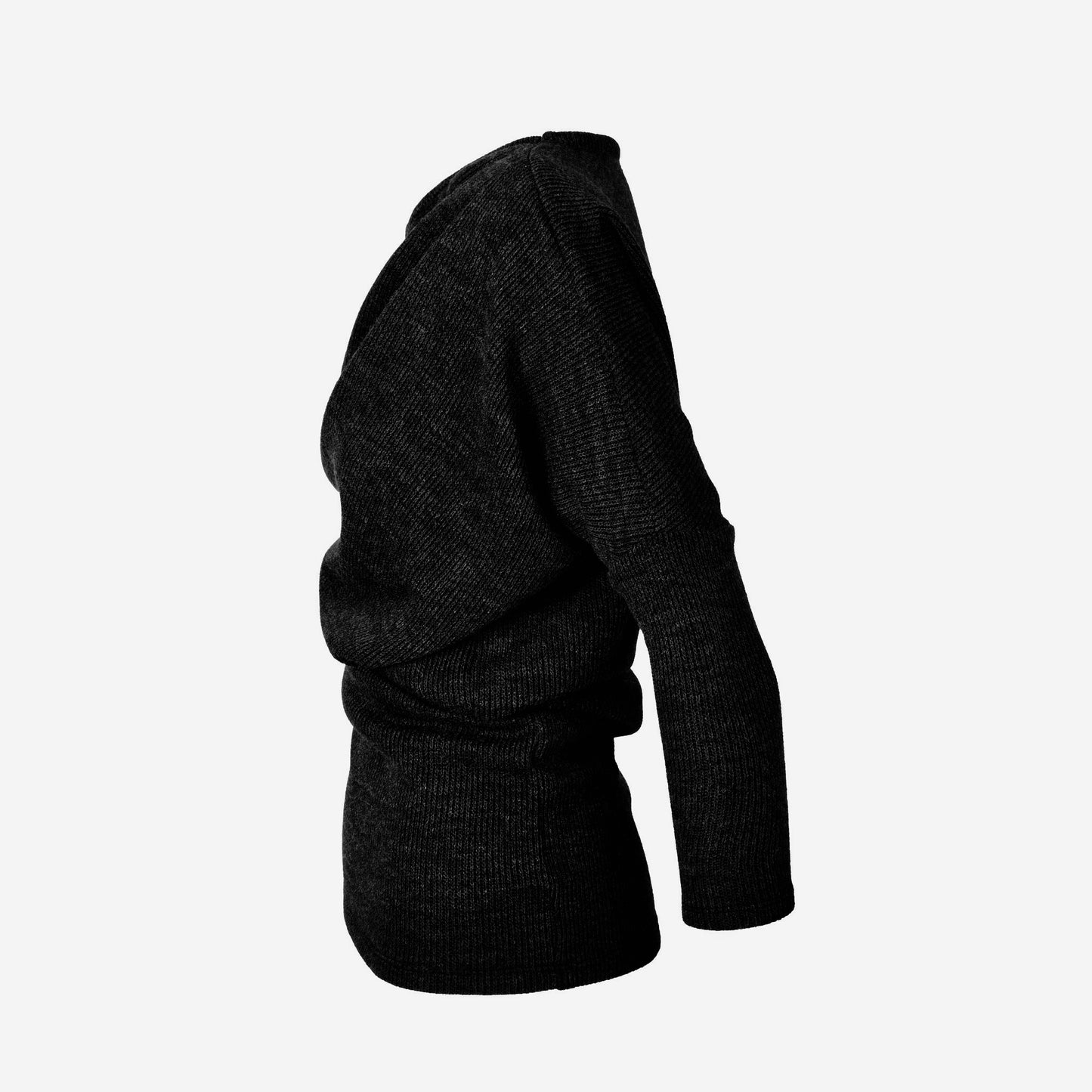 GUILLOTINE Black Asymmetric Pleated Sweater