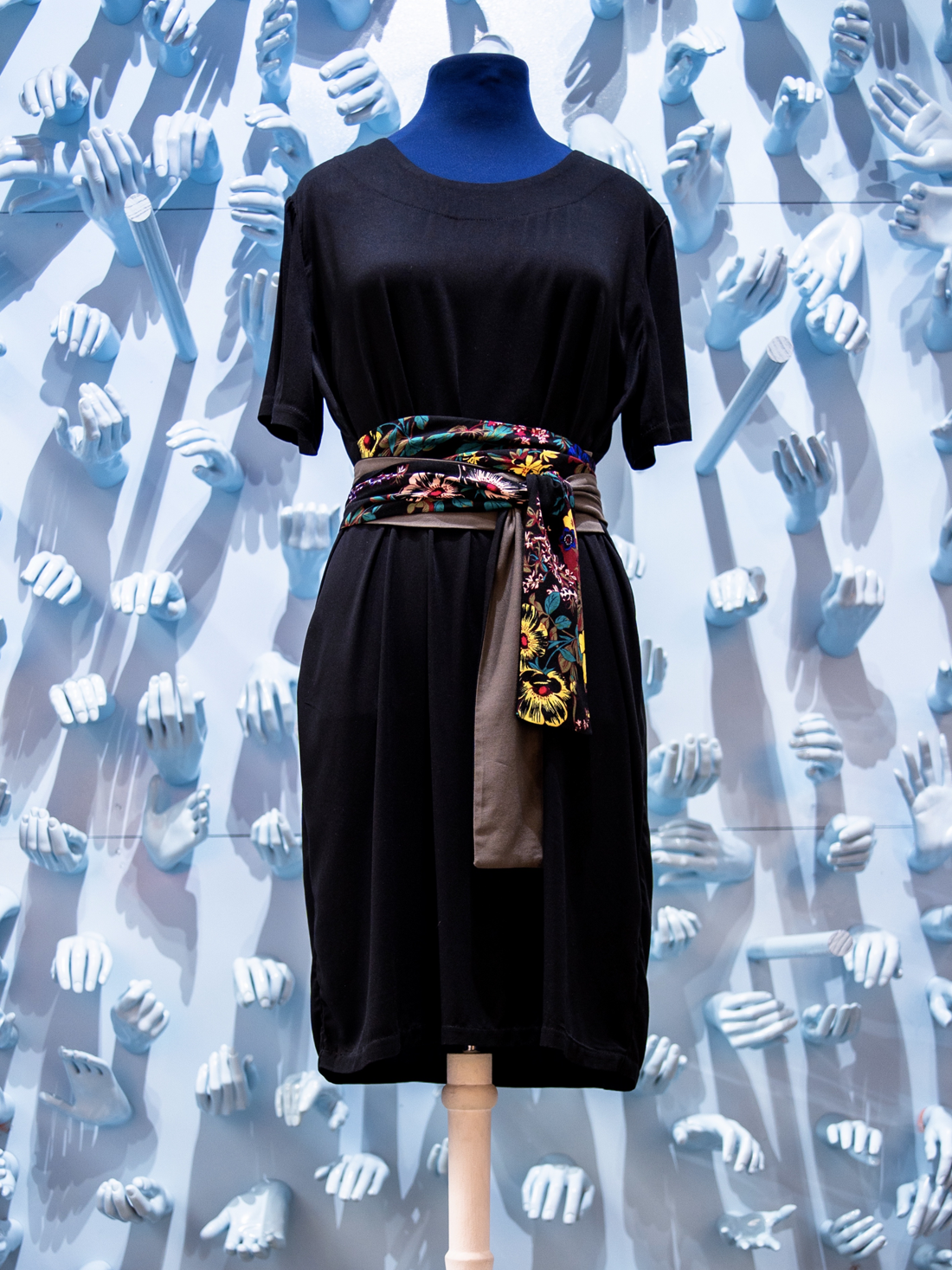 GUILLOTINE Belted Black T-Shirt Dress