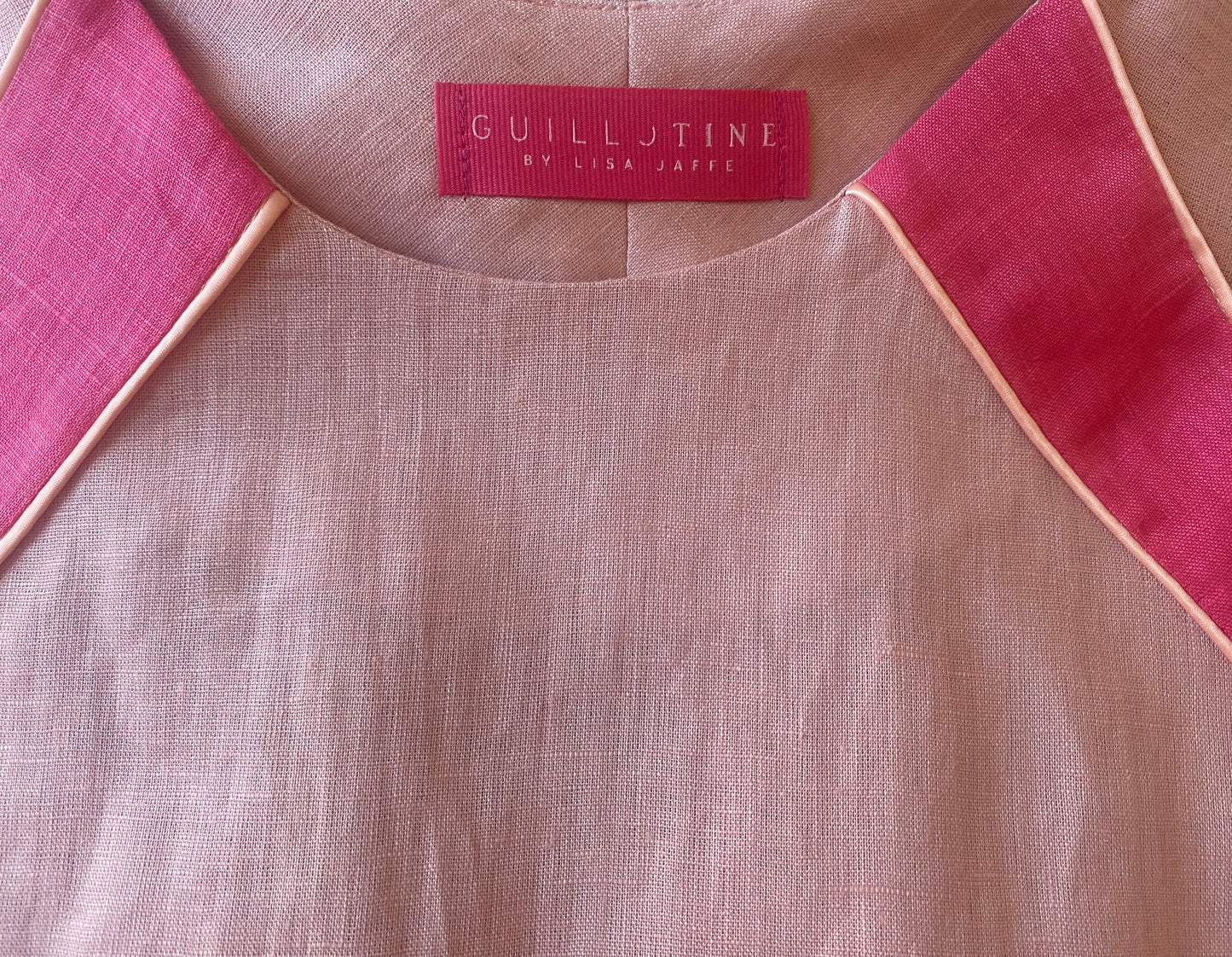 GUILLOTINE Pink Panelled Linen Top