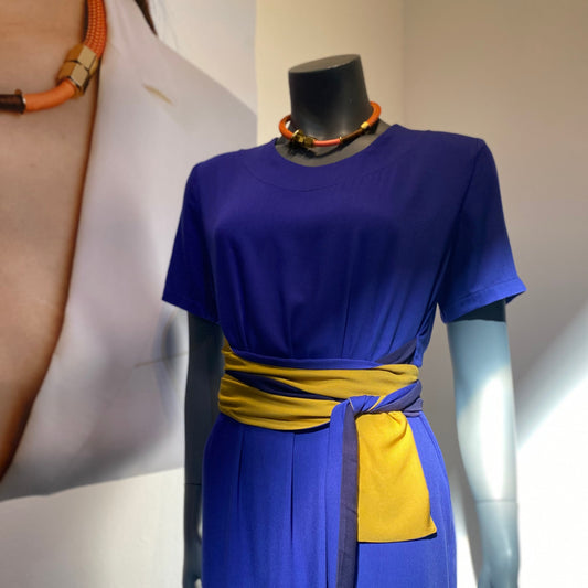 GUILLOTINE Belted Indigo T-Shirt Dress