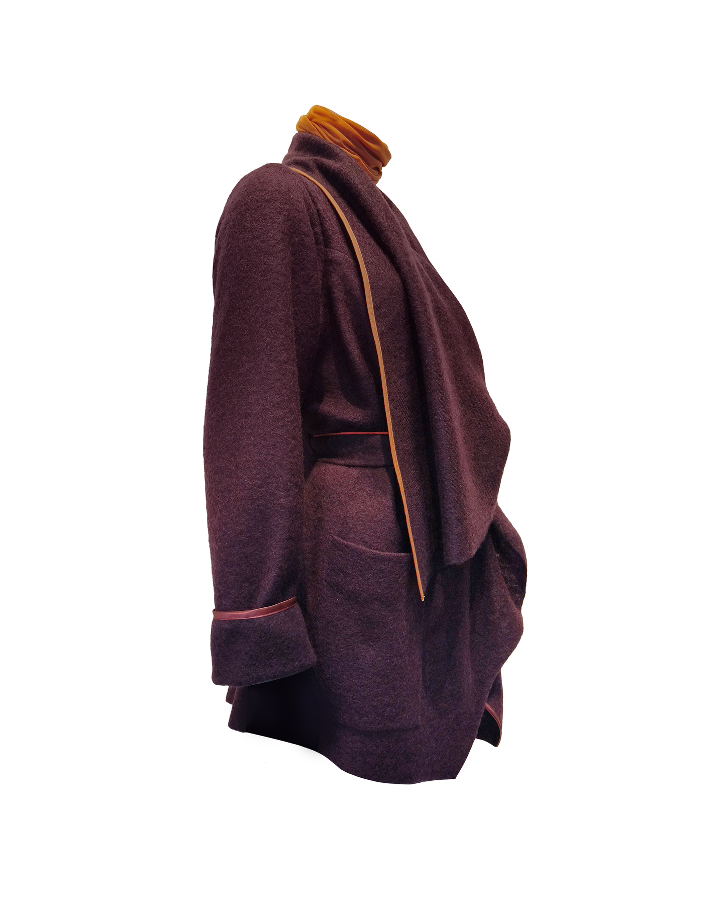 GUILLOTINE Plum Origami Wool Wrap Coat