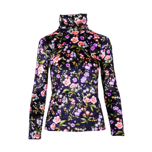 GUILLOTINE Floral Velvet Roll Neck