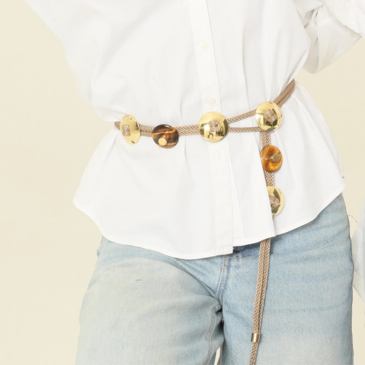 PICHULIK | Conch Stone Belt Beige Tigers Eye