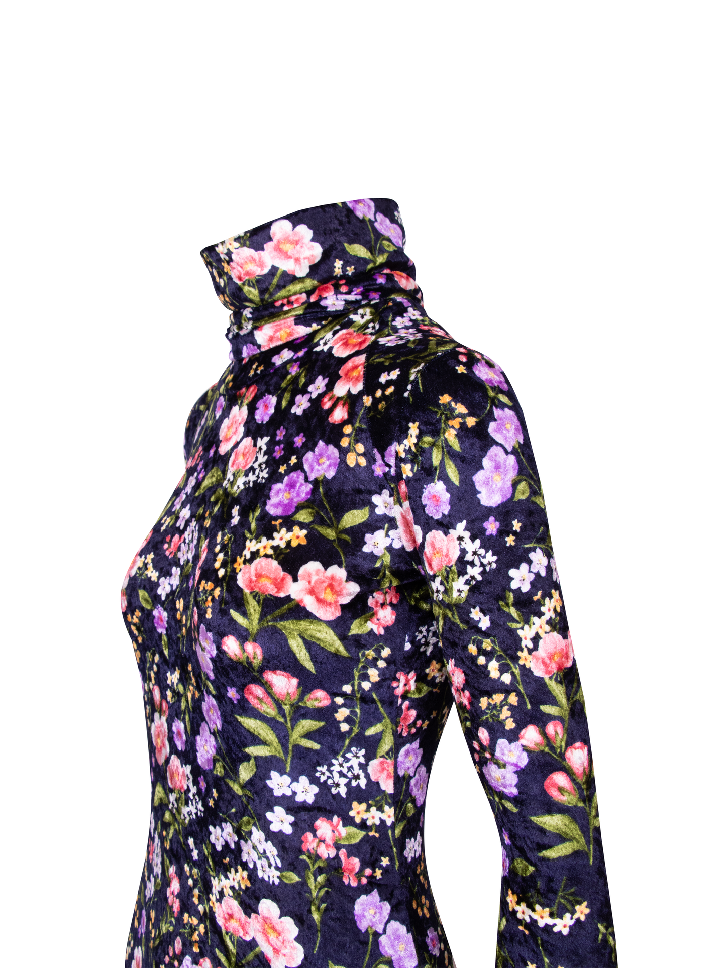 GUILLOTINE Floral Velvet Roll Neck