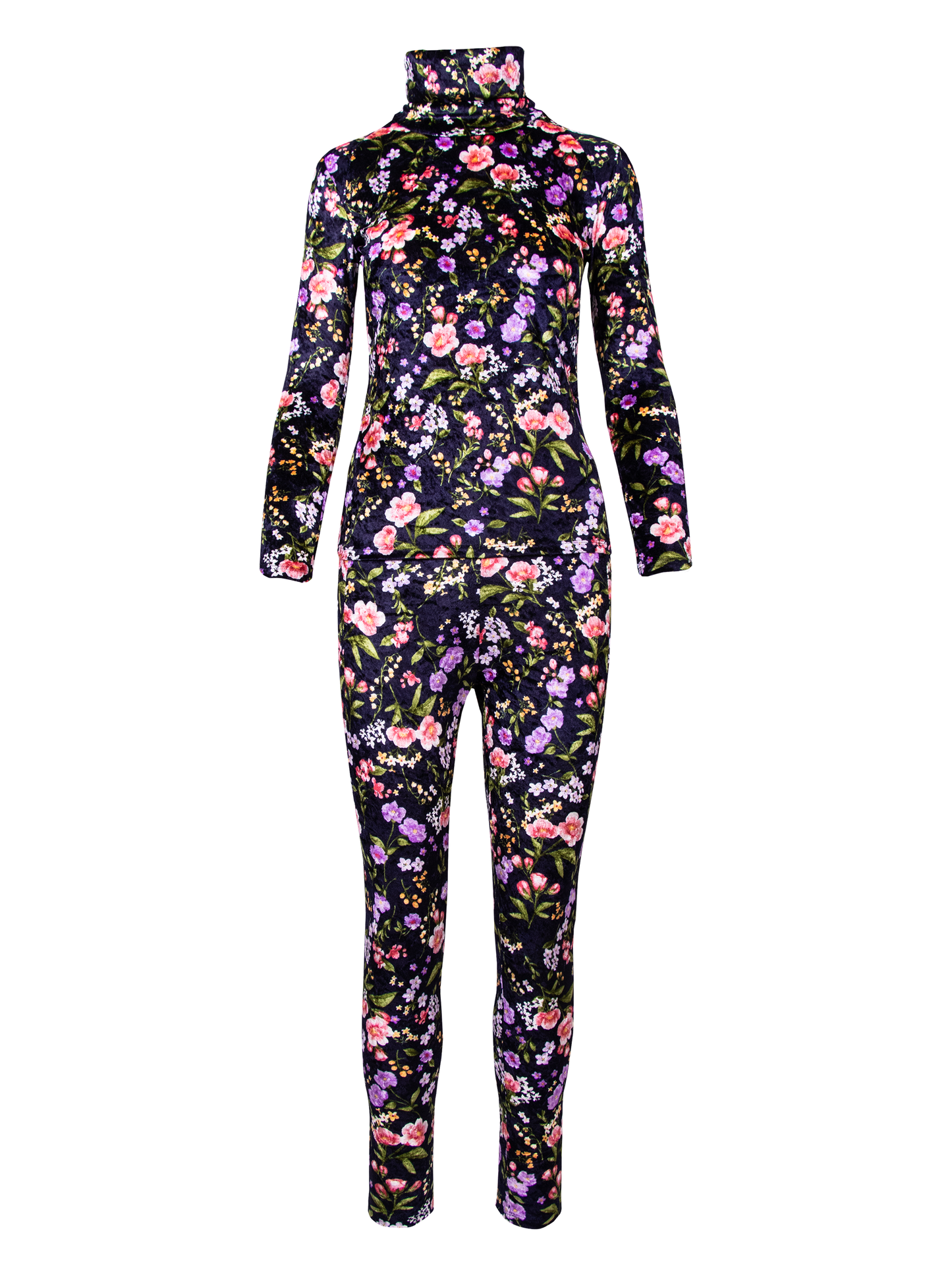 GUILLOTINE Floral Velvet Roll Neck