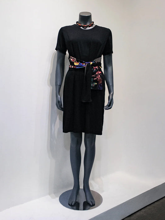 GUILLOTINE Belted Black T-Shirt Dress