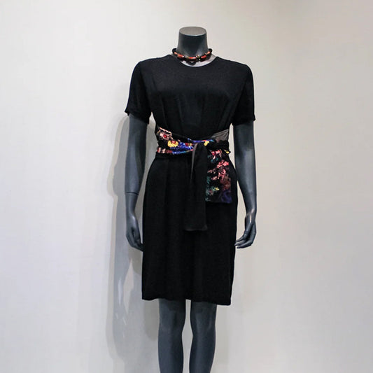 GUILLOTINE Belted Black T-Shirt Dress
