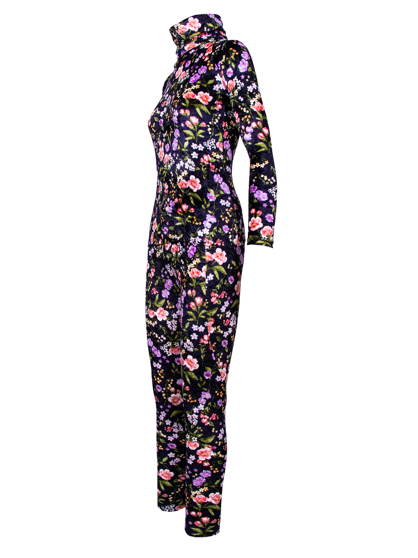 GUILLOTINE Floral Velvet Roll Neck