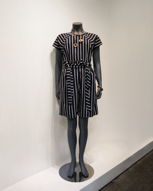 GUILLOTINE Double Belt Striped Shorts