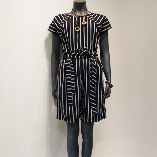 GUILLOTINE Double Belt Striped Shorts
