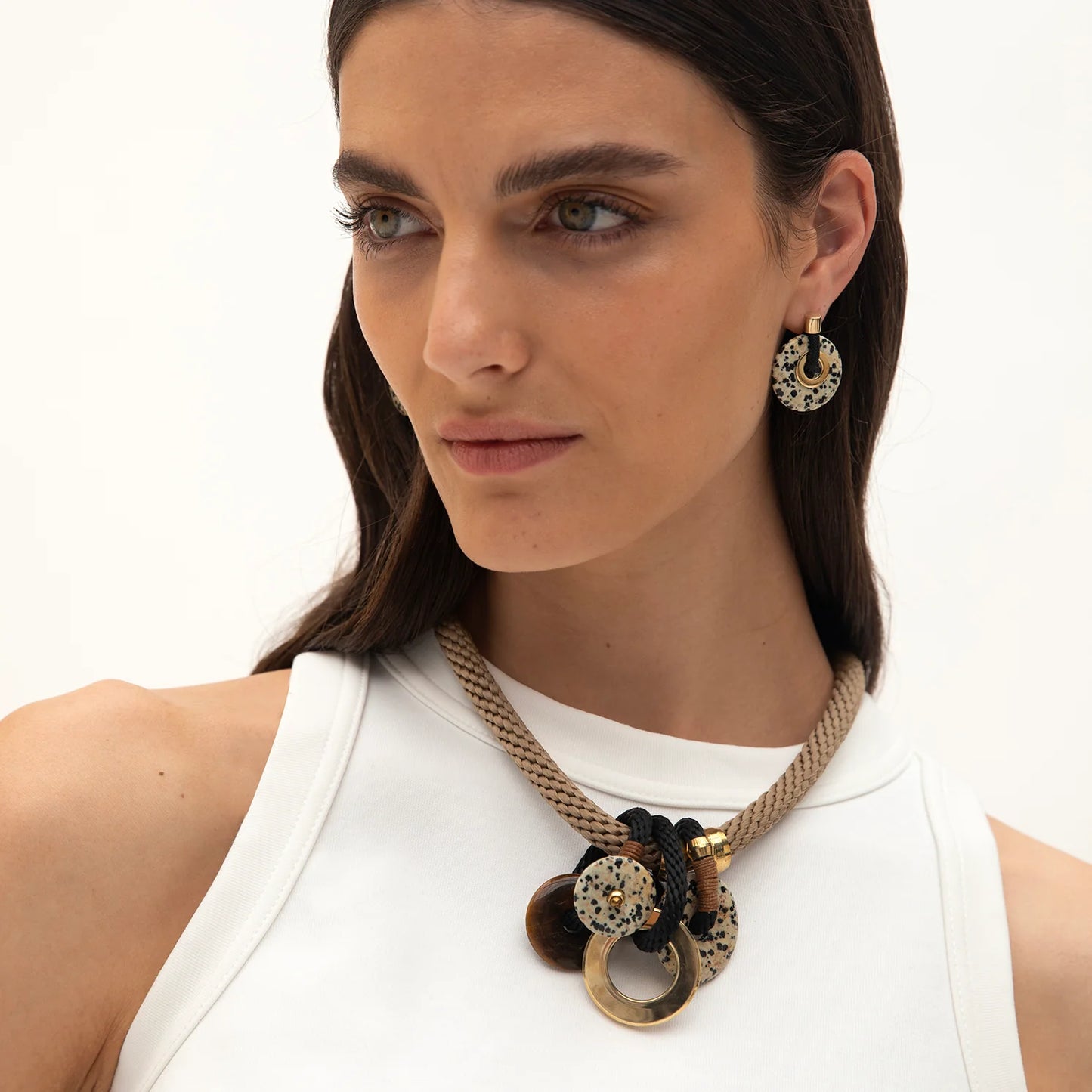 PICHULIK Ousia Earrings Black Dalmation Jasper