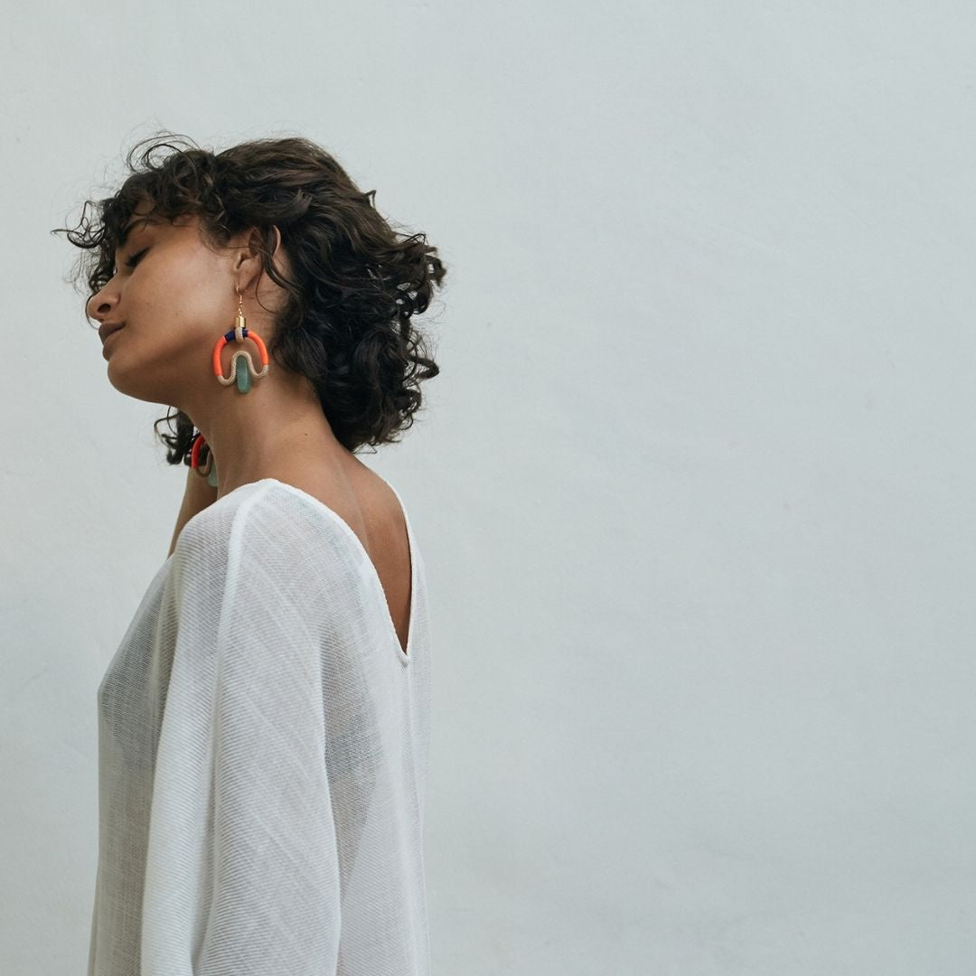 PICHULIK | Aventurina Earrings Beige Aqua Orange