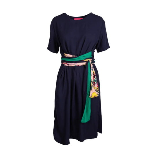 GUILLOTINE Navy Belted T-Shirt Dress