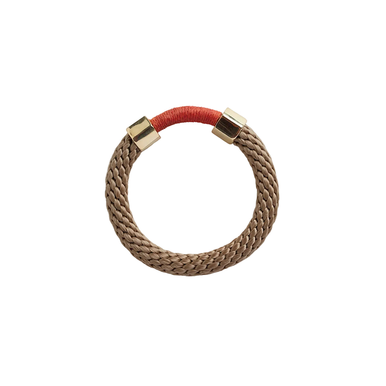 The Aruba Bracelet is a chunkier statement bracelet that features two metal embellishments. The rope texture and contrasting colours in the bracelet offers a unique look.