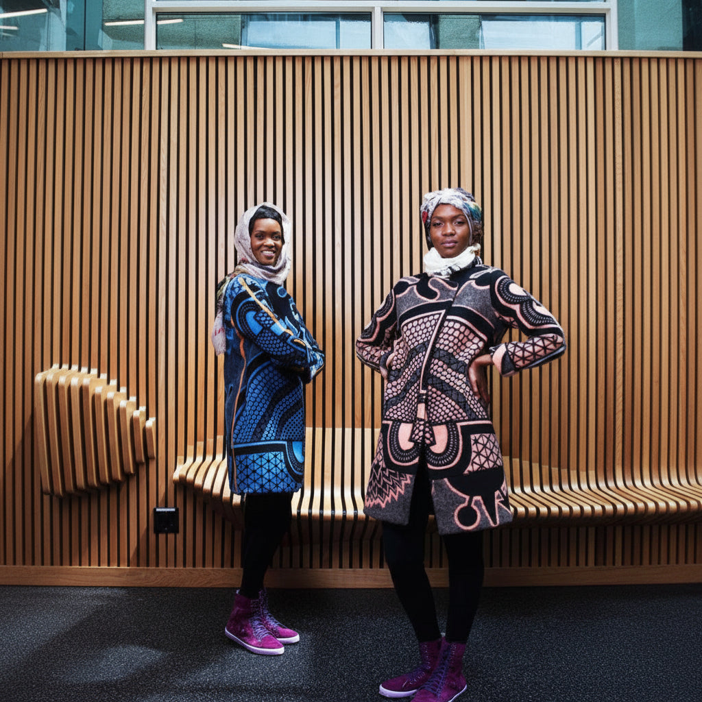 GUILLOTINE Basotho Blanket Coat | Salmon Black