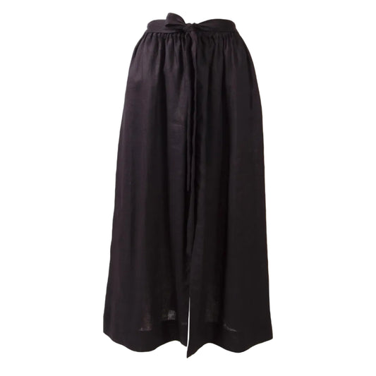 GUILLOTINE Maxi Gathered Linen Skirt
