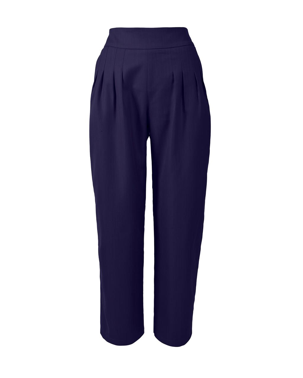 GUILLOTINE Navy Pleated Tailored Pants
