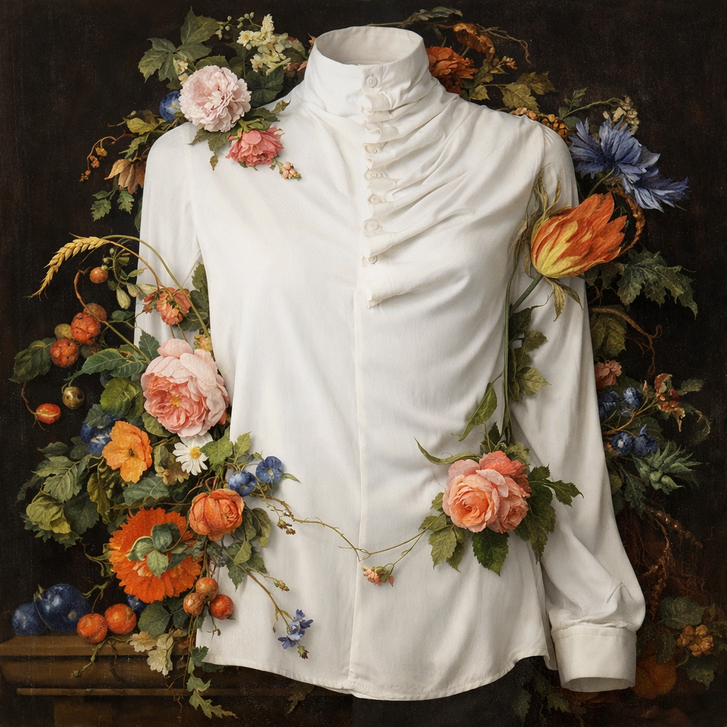 GUILLOTINE Ruffle Neck Shirt Milk