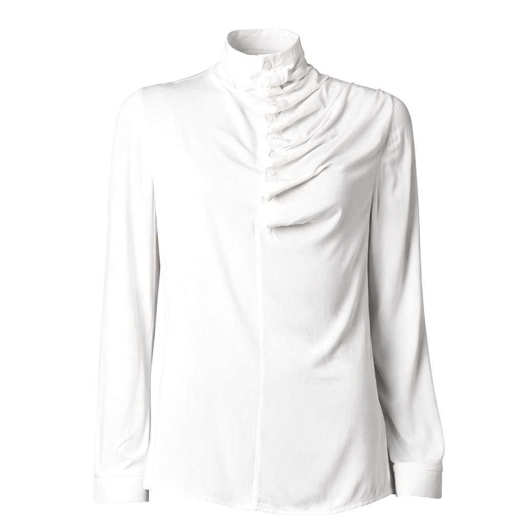 GUILLOTINE Ruffle Neck Shirt Milk