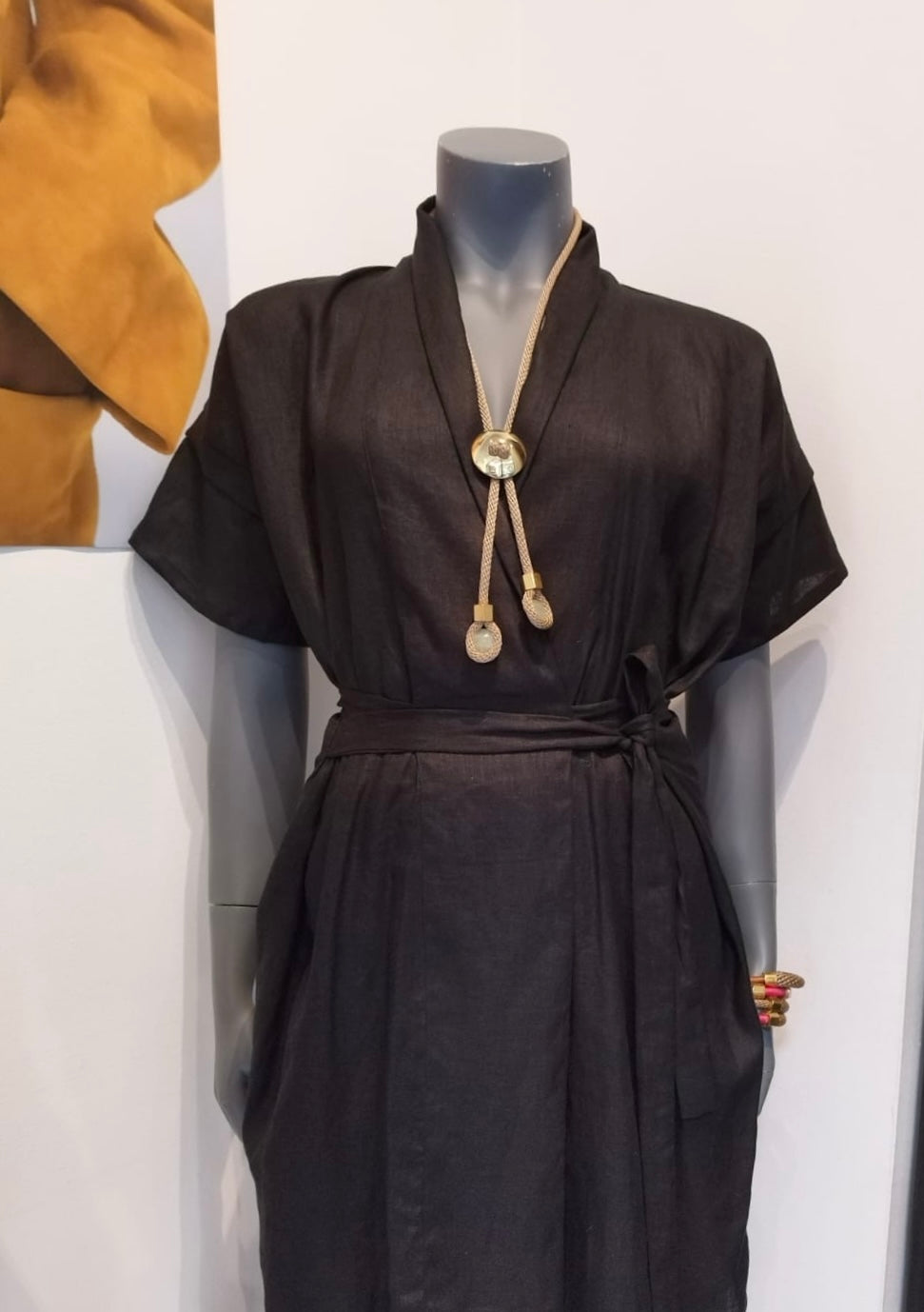 GUILLOTINE Wrap Tie Linen Dress