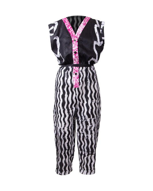 GUILLOTINE x WALDMAN Monarch All in One Jumpsuit black/white