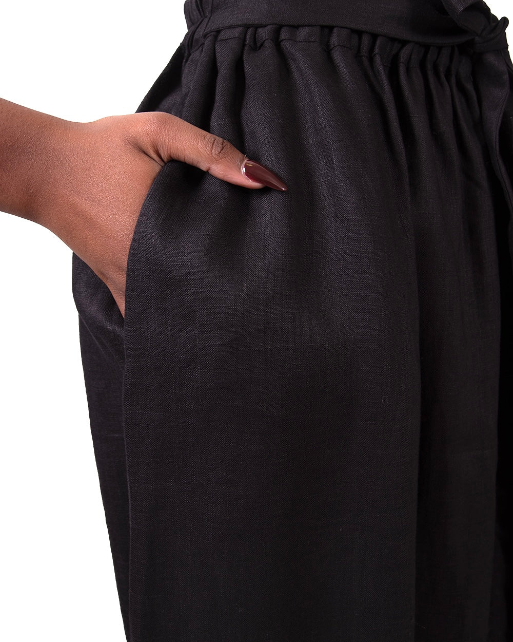 GUILLOTINE Maxi Gathered Linen Skirt