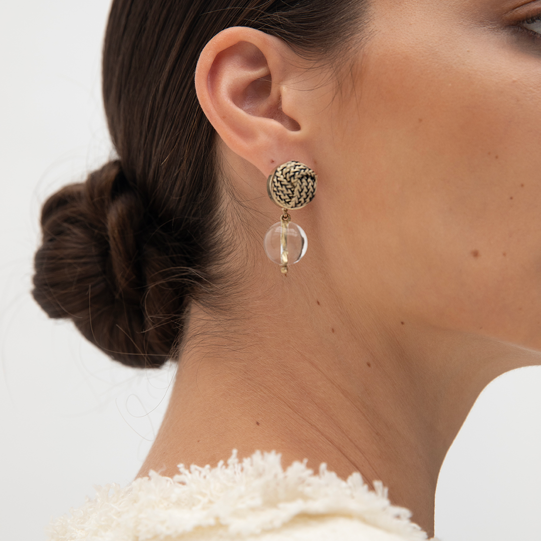 PICHULIK Sophia Earrings Beige Black Rock Crystal