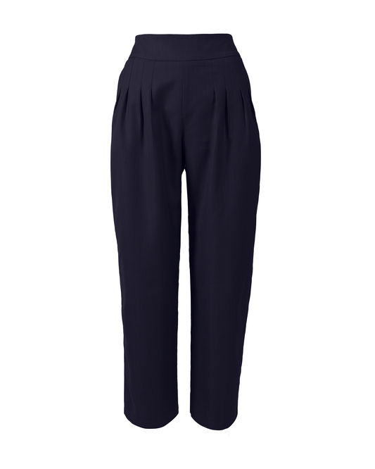 GUILLOTINE Navy Pleated Tailored Pants