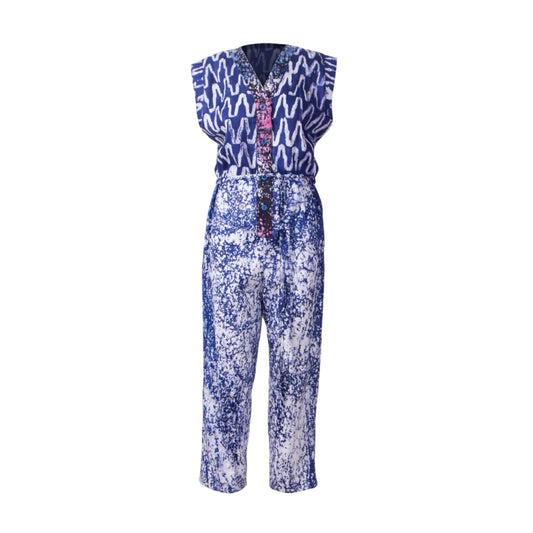 GUILLOTINE x WALDMAN Monarch Jumpsuit Blue|White