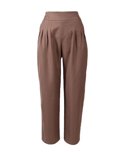 GUILLOTINE Camel Pleated Tailored Pants
