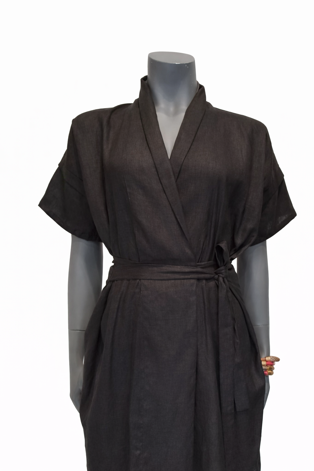 GUILLOTINE Wrap Tie Linen Dress