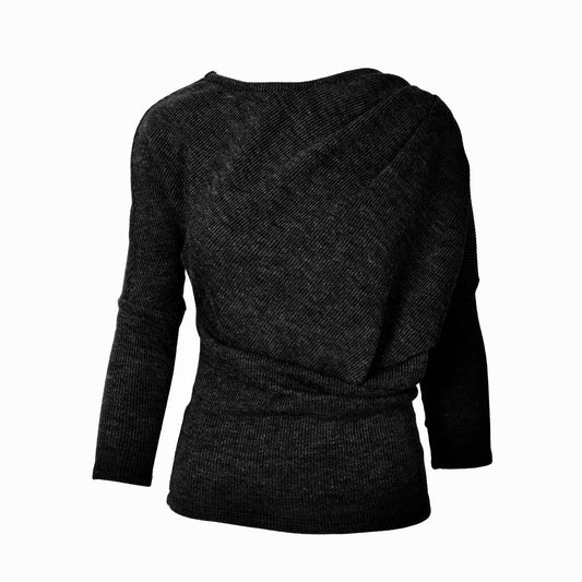 GUILLOTINE Black Asymmetric Pleated Sweater