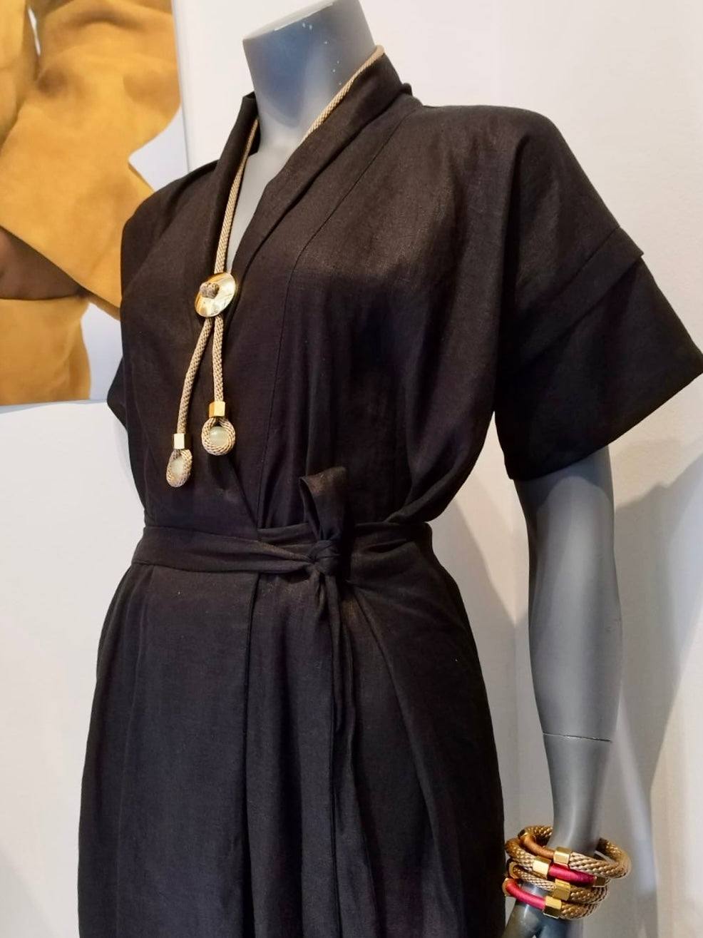 GUILLOTINE Wrap Tie Linen Dress