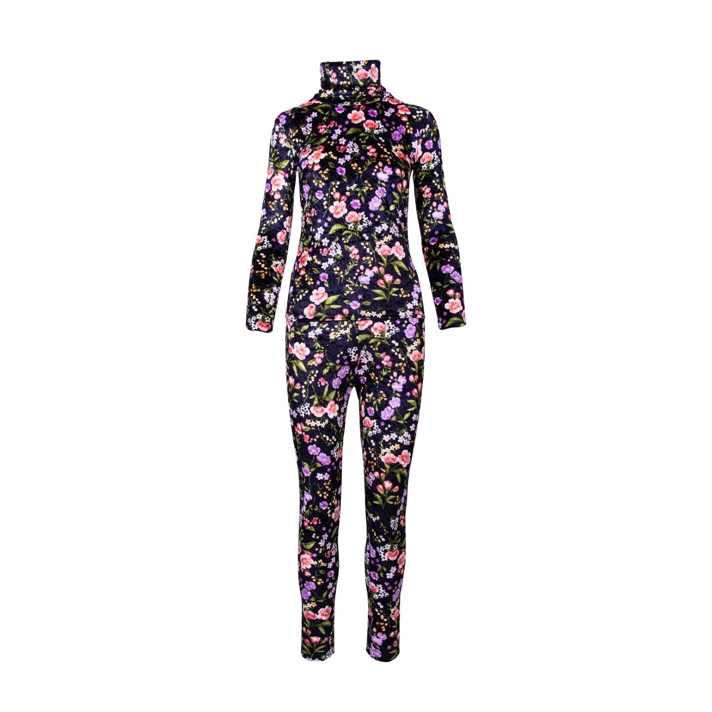 GUILLOTINE Floral Velvet Roll Neck
