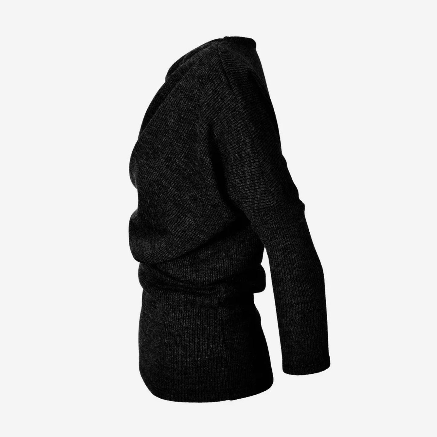 GUILLOTINE Black Asymmetric Pleated Sweater