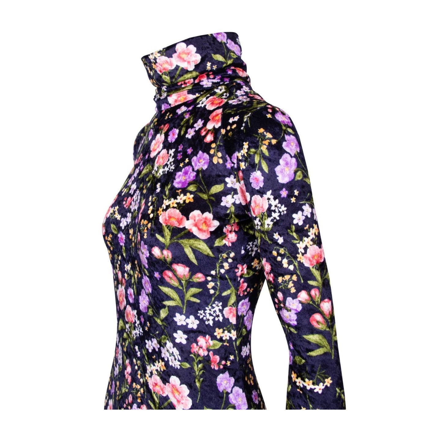 GUILLOTINE Floral Velvet Roll Neck