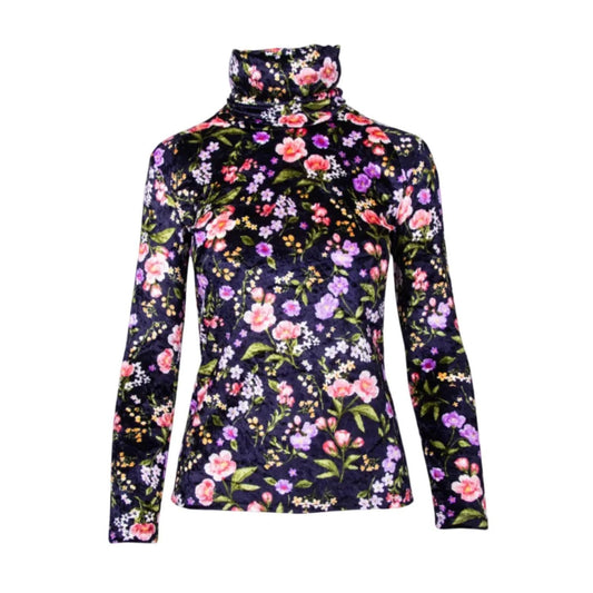 GUILLOTINE Floral Velvet Roll Neck