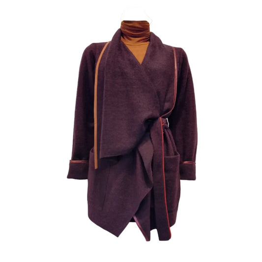GUILLOTINE Plum Origami Wool Wrap Coat