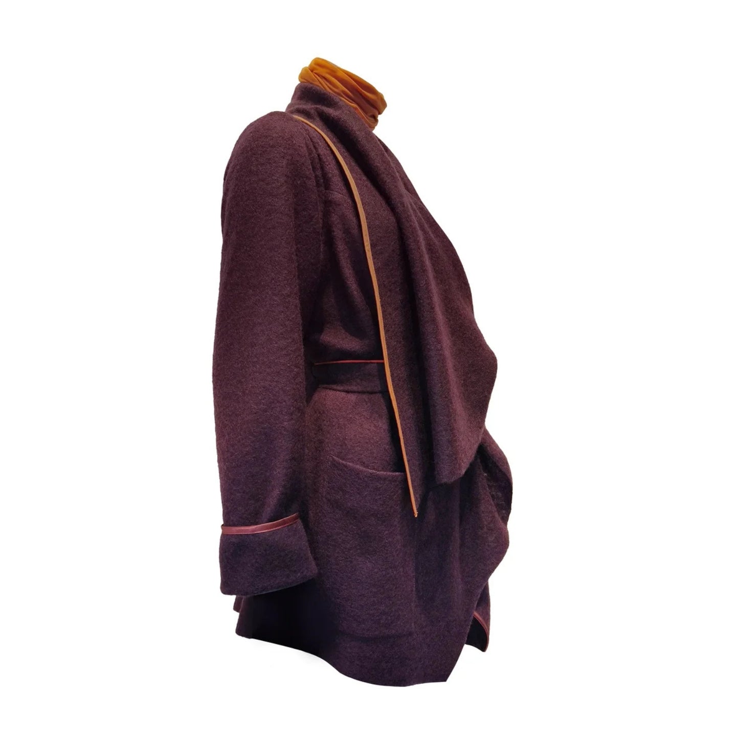 GUILLOTINE Plum Origami Wool Wrap Coat