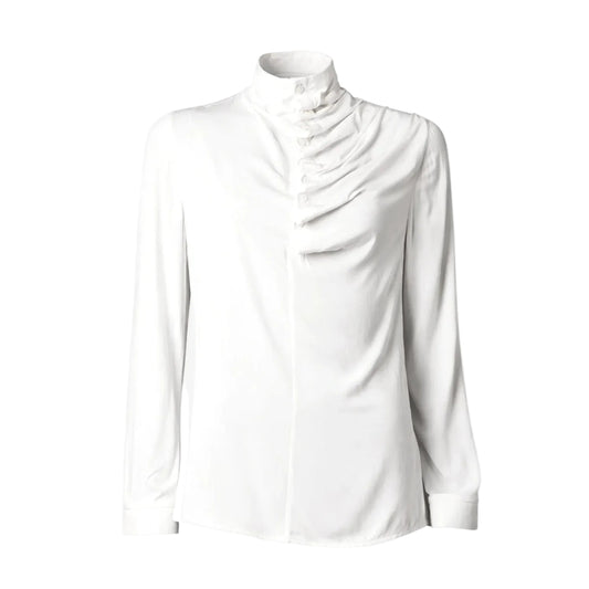 GUILLOTINE Ruffle Neck Shirt Milk