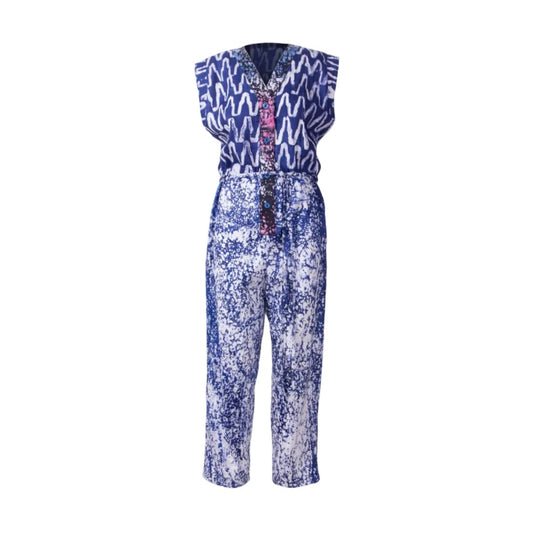 GUILLOTINE x WALDMAN Monarch Jumpsuit Blue|White