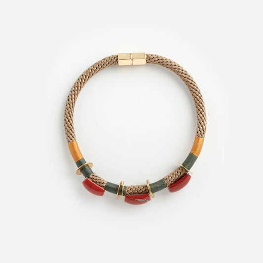 PICHULIK Inanna Choker Beige Red Jasper