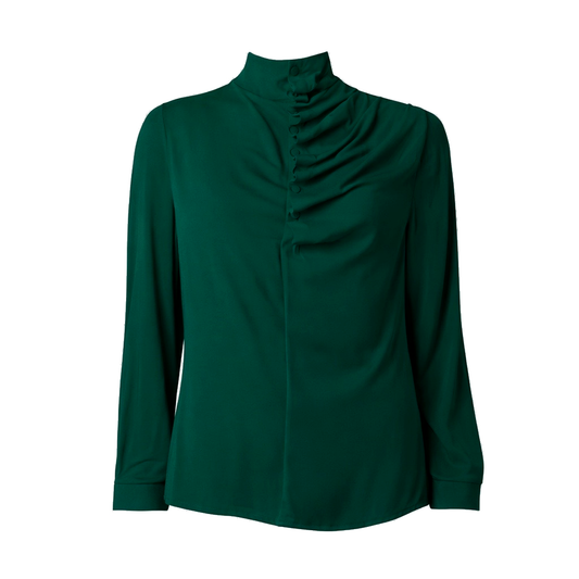 GUILLOTINE Ruffle Neck Shirt Emerald
