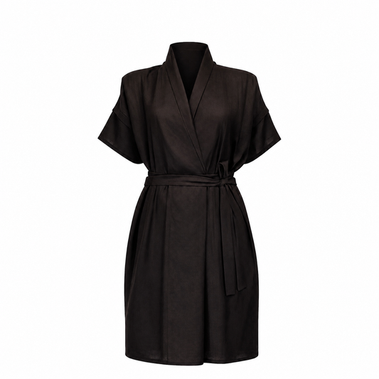 GUILLOTINE Wrap Tie Linen Dress