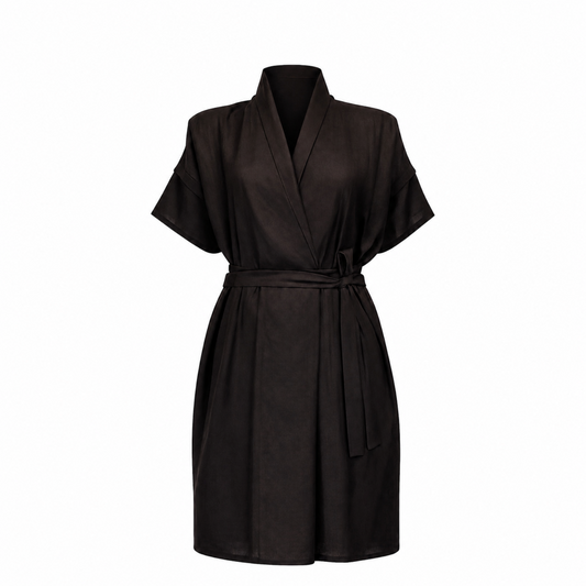 GUILLOTINE Wrap Tie Linen Dress