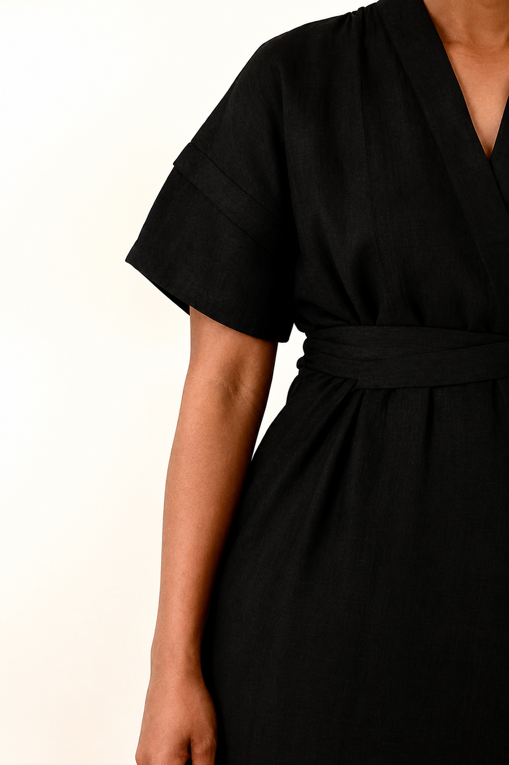 GUILLOTINE Wrap Tie Linen Dress