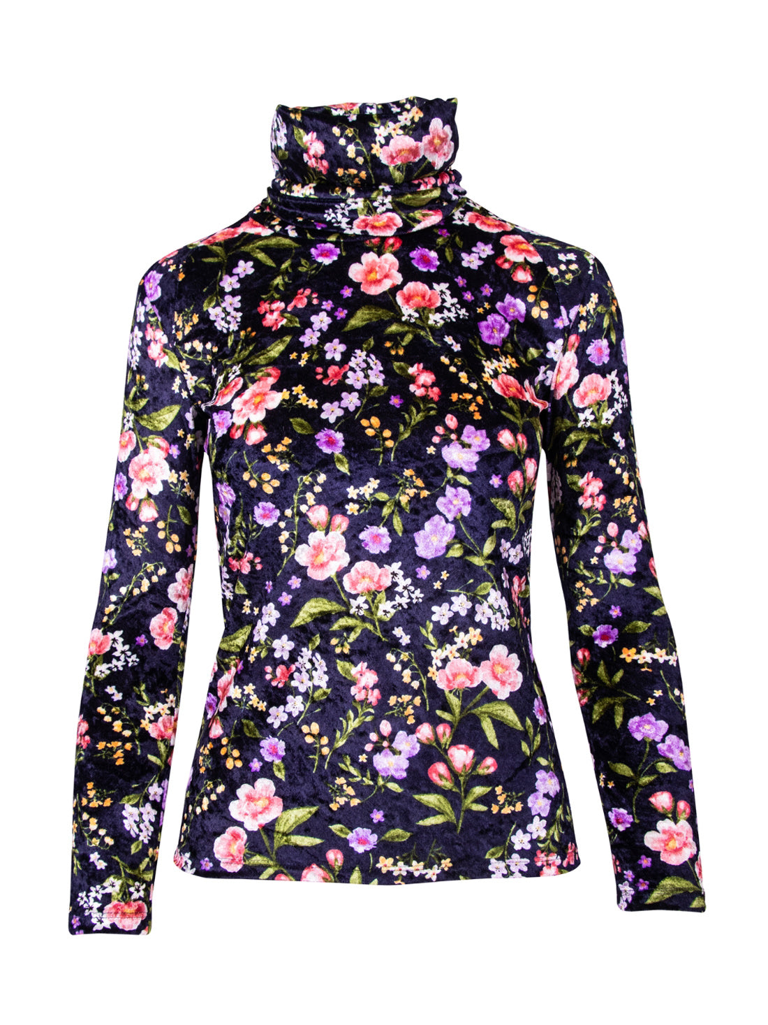 GUILLOTINE Floral Velvet Roll Neck